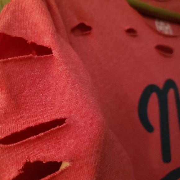 Very cute, distressed, red short sleeve graphic t with Not Today Satan on front. - Picture 3 of 6